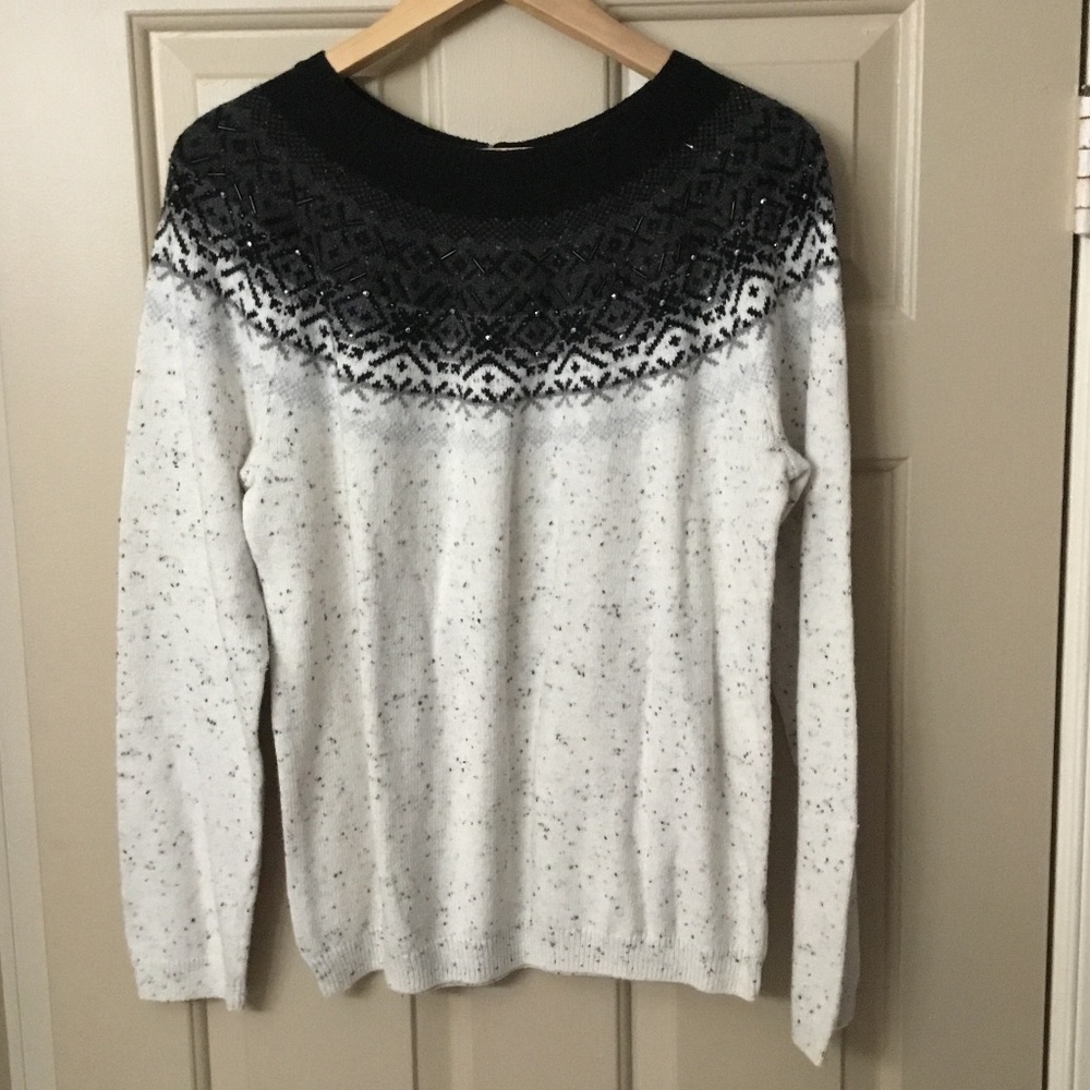 Talbots beaded Fair Isle sweater. Size large.